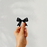 BLACK COQUETTE BOW CUSTOM CUT SOLVENT STICKER- GLOSSY OR MATTE
