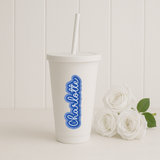 CUSTOM GINGHAM SCHOOL BOTTLE OR CUP NAMES- VINYL DECALS