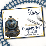 NAVY NORTH POLE EXPRESS TRAIN- XMAS EVE PREMIUM LEATHERETTE PLACEMATS