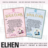 MY FIRST LETTERS FROM SANTA- PINK BLUE- DIGITAL DOWNLOAD- 2 DESIGNS