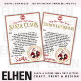 MY FIRST LETTERS FROM SANTA & FATHER CHRISTMAS- RED- DIGITAL DOWNLOAD- 2 DESIGNS