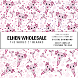 GIRLY AXOLOTL BUBBLES SEAMLESS PATTERN SET