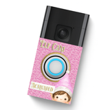 DOORBELL STICKER - RING 2ND GEN- CUTE PINK GLITTER ELF CAM- DECAL