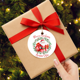 SANTA WREATH PERSONALISED LEATHERETTE GIFT TAGS- PRE CUT