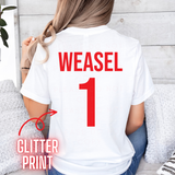 Glitter Football Shirt Numbers & Name Full Colour Glitter Iron On Transfers- 8''