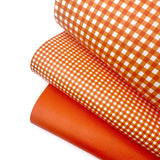 Tangerine Orange Gingham Core Faux Leather Trio