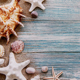 Seashells & Sand Wooden Effect Canvas Photography Background