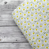 3D Scattered Daisies Premium Faux Leather Fabric Sheets