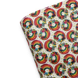 Embroidered Shooting Rainbow Florals Premium Faux Leather Fabric Sheets