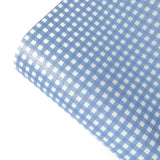 Light Blue Gingham Standard Premium Faux Leather Fabric Sheets