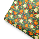 Pumpkin Florals Premium Faux Leather Fabric Sheets