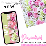 Green Variation Rose Flower Wall Personalised Phone Wallpaper- Set of 2