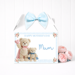 MOTHER'S DAY - SUPER MUMMY TEDDY BLUE - TREAT BOX LABEL - Eliza Henri