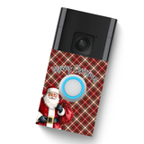 DOORBELL STICKER - RING 2ND GEN- TARTAN SANTA- UV DECAL