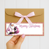 PINK SANTA MERRY CHRISTMAS ENVELOPE LABELS- UV DECAL