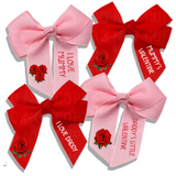 RIBBON VALENTINES ROSES & I LOVE MUMMY & DADDY MINI BOW DTF FULL COLOUR TRANSFERS