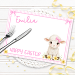 EASTER- LITTLE LAMB PINK- PREMIUM LEATHERETTE PLACEMAT - Eliza Henri