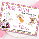 PINK DEAR SANTA CHRISTMAS EVE MAT | FAUX LEATHER PLACEMATS