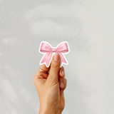 PINK COQUETTE BOW CUSTOM CUT SOLVENT STICKER- GLOSSY OR MATTE