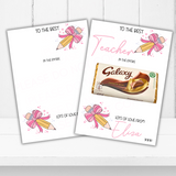 Pink Bow Pencil Best Teacher In the entire Galaxy Chocolate Boards- A4 Premium Card