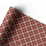 RED & CREAM TARTAN | PREMIUM LEATHERETTE FABRIC