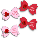 VALENTINES ROSES & I LOVE MUMMY & DADDY MINI BOW DTF TRANSFERS