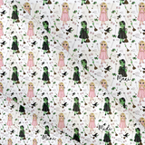 PINK & GREEN DOLLY WITCH DOLLY CANVAS LUX PREMIUM PRINTED FABRIC- 3 SIZES- 3 STYLES