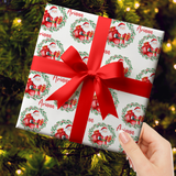 SANTA WREATH- CUSTOM CHRISTMAS WRAPPING PAPER
