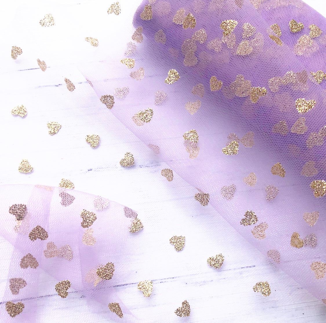 Glitter heart tulle