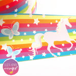 Rainbow Stripe Unicorn Grosgrain Ribbon 2'' or 3'' - Eliza Henri Craft Supply