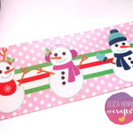 Pink Snowmen Grosgrain Ribbon 25mm, 38mm, 50mm. - Eliza Henri Craft Supply