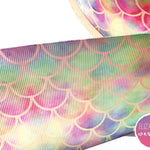 Pastel Rainbow Mermaid Scales Grosgrain Ribbon 2'' or 3'' - Eliza Henri Craft Supply