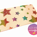 Baby Pink With Rainbow Foil Stars Grosgrain Ribbon 3'' - Eliza Henri Craft Supply