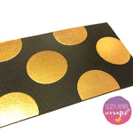 Black ribbon with goil foil Circles Grosgrain Ribbon 3'' - Eliza Henri Craft Supply