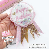 GIRLS HAPPY BIRTHDAY BADGE FACES -SHAKER FELTIES