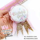 GIRLS HAPPY BIRTHDAY BADGE FACES -SHAKER FELTIES