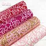 floral printed chunky glitter fabrics
