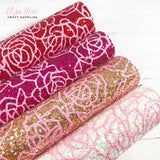 floral printed chunky glitter fabrics