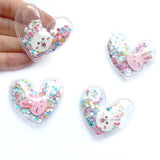 Confetti Filled Bunny Heart Shaker Embellishments