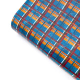 Totally Teal Tartan Premium Faux Leather Fabric Sheets