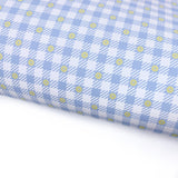 Blue Flower Gingham Lux Premium Printed Bow Fabrics