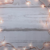 Festive Fairy Lights Wood Effect Canvas Photography Background