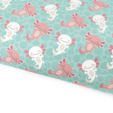 Aqua Axolotl Lux Premium Printed Bow Fabric