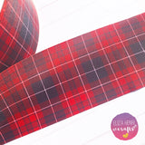 Red & Black Tartan Grosgrain Ribbon 2'' or 3''