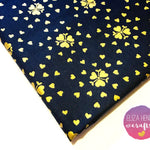 Black and Gold Metallic Hearts Designer Fabric Felt - Eliza Henri Craft Supply