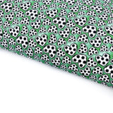 Football Hearts Green Lux Premium Printed Bow Fabric