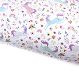 Floral Rainbow Unicorns Lux Premium Canvas Bow Fabrics