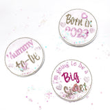 Exclusive EHC Baby Announcement Badges Shaker Felties