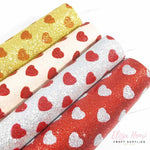 hearts fine glitter fabric