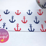 Sailor Anchors White Grosgrain Ribbon 2'' or 3'' - Eliza Henri Craft Supply